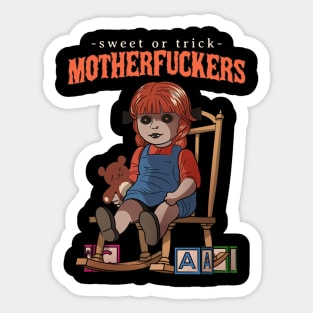 Sweet or Trick – Creepy Doll Halloween Design Sticker